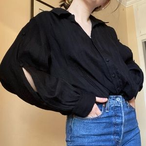 Vintage black shirt w/ open-work sleeves
